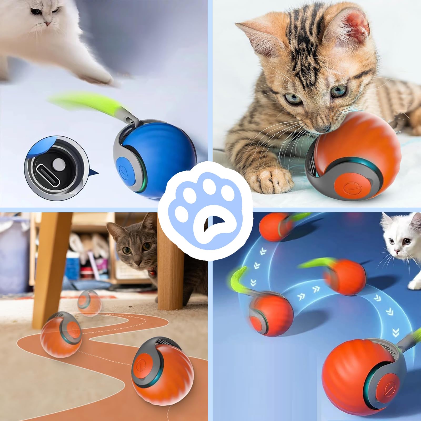 Interactive Feather Cat Toy Ball – Automatic Play
