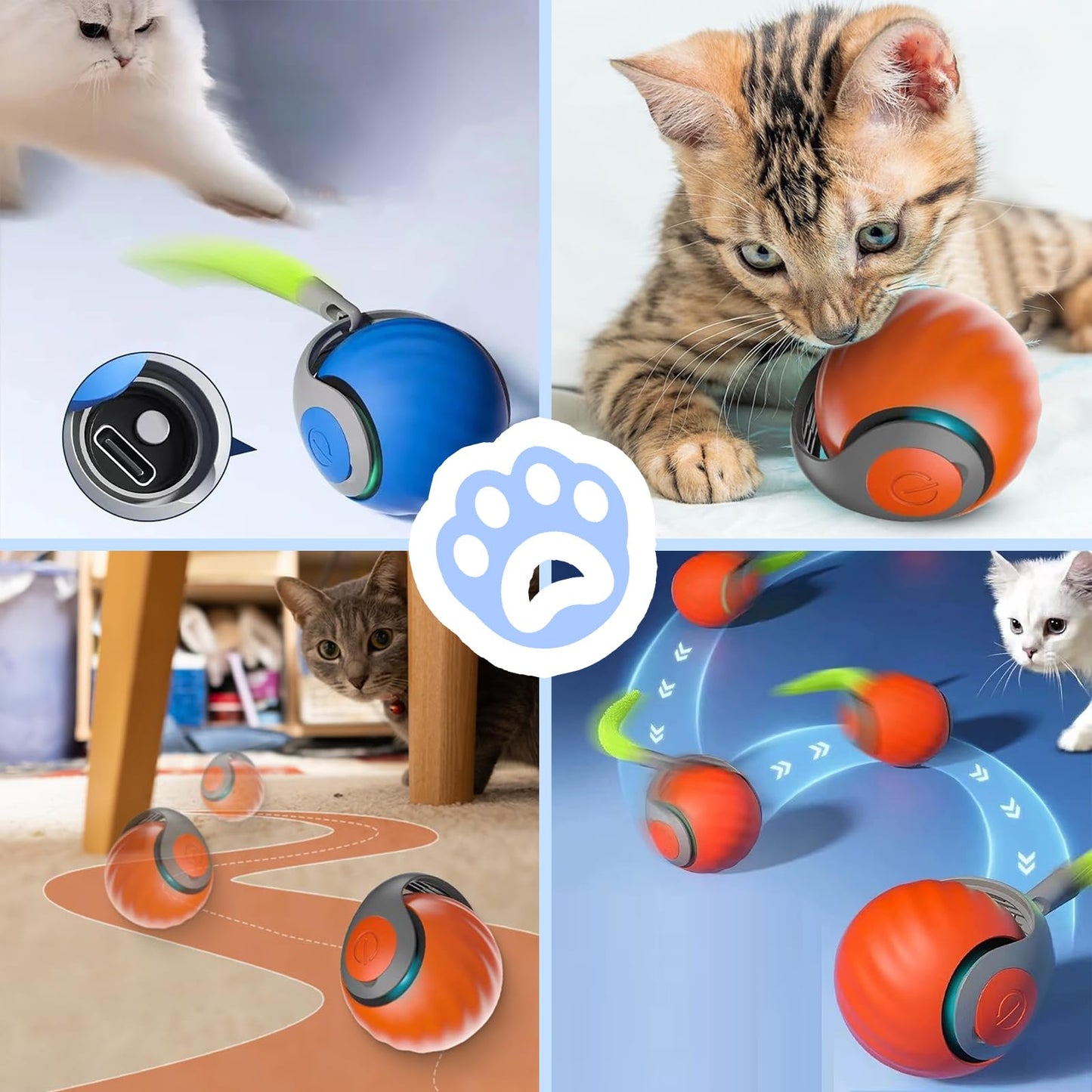 Interactive Feather Cat Toy Ball – Automatic Play