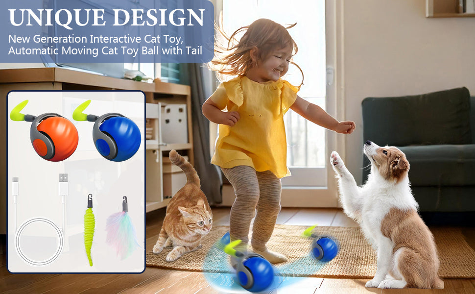 Interactive Feather Cat Toy Ball – Automatic Play